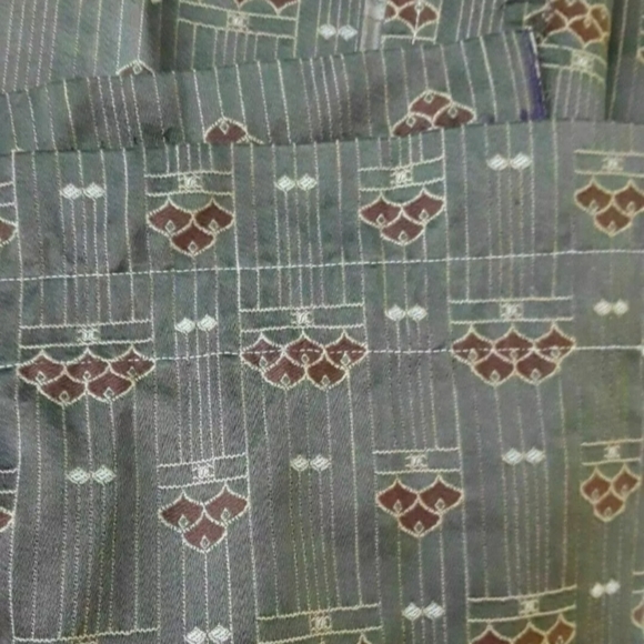 CUSTOM Mid-Century Statement Drapery Curtain Panels Green Gold 86" Long - Picture 7 of 12